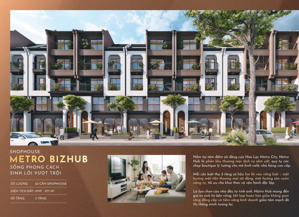 Shophouse Hòa Lạc Metro City: Cơ Hội Đầu Tư Hấp Dẫn Tại Trung Tâm Công Nghệ 2 Phối cảnh Shophouse Hòa Long Metro City